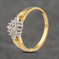 Pre-Owned 18ct Yellow Gold 0.20ct Brilliant Cut Diamond Boat Shaped Cluster Ring 41482045
