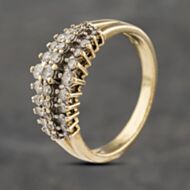 Pre-Owned 9ct Yellow Gold 0.50ct Brilliant Cut Diamond Three Row Ring 41482049