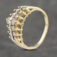 Pre-Owned 14ct Yellow Gold 0.82ct Brilliant Cut Diamond Two Row Ring 41482050