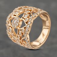 Pre-Owned 14ct Rose Gold 1.11ct Brilliant Cut Diamond Openwork Ornate Cluster Ring 41482051