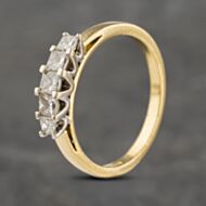 Pre-Owned 18ct Yellow Gold 0.75ct Princess Cut Diamond Five Stone Ring 41482054