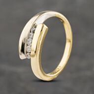 Pre-Owned 9ct Two Colour Gold 0.15ct Brilliant Cut Diamond Crossover Five Stone Ring 41482055