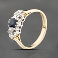Pre-Owned 18ct Yellow Gold Sapphire & 0.06ct Diamond Three Stone Ring 41482069