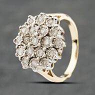 Pre-Owned 9ct Yellow Gold 0.50ct Brilliant Cut Diamond Round Cluster Ring 41482092