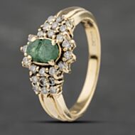 Pre-Owned 18ct Yellow Gold Emerald & 0.40ct Diamond Cluster Ring 41482104