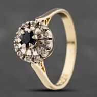 Pre-Owned 18ct Yellow Gold Sapphire & Diamond Cluster Ring 41482109