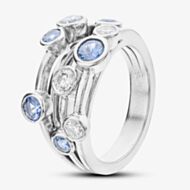 Pre-Owned Platinum Sapphire & Diamond Boodles Rain Dance Three Row Ring 41482110