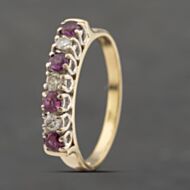 Pre-Owned 18ct Yellow Gold Ruby & 0.21ct Diamond Seven Stone Ring 41482123