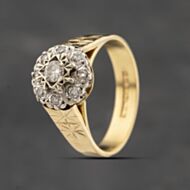 Pre-Owned Vintage 18ct Yellow Gold 0.25ct Diamond Cluster Ring 41482129