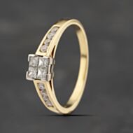 Pre-Owned 18ct Yellow Gold 0.50ct Diamond With Diamond Set Shoulders Four Stone Ring 41482130