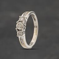 Pre-Owned 9ct White Gold 0.50ct Diamond With Diamond Set Shoulders Three Stone Ring 41482135