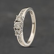 Pre-Owned 9ct White Gold 0.33ct Diamond With Diamond Set Shoulders Three Stone Ring 41482136