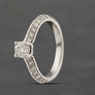 Pre-Owned Platinum Certificated 0.41ct Brilliant Cut Diamond Shoulder Set Solitaire Ring 41482173