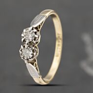 Pre-Owned Vintage Yellow Gold 0.21ct Brilliant Cut Diamond Two Stone Ring 41482182