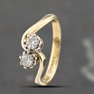 Pre-Owned 18ct Yellow Gold 0.30ct Brilliant Cut Diamond Twist Two Stone Ring 41482183