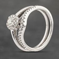 Pre-Owned 18ct White Gold 0.50ct Brilliant Cut Diamond Halo Cluster Bridal Set Rings 41482196
