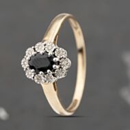 Pre-Owned 9ct Yellow Gold Sapphire & 0.05ct Diamond Cluster Ring 41482213