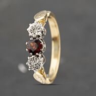 Pre-Owned Vintage Yellow Gold Ruby & Diamond Three Stone Ring 41482215