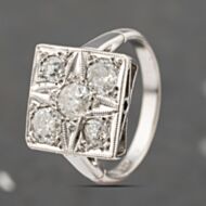 Pre-Owned Vintage White Gold 0.05ct Diamond Art Deco Style Dress Ring 41482218