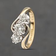 Pre-Owned Vintage Yellow Gold 0.50ct Brilliant Cut Diamond Three Stone Ring 41482223