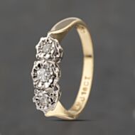 Pre-Owned Vintage Yellow Gold 0.10ct Brilliant Cut Diamond Three Stone Ring 41482225