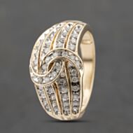 Pre-Owned 9ct Yellow Gold 0.62ct Brilliant Cut Diamond Crossover Four Row Ring 41482233