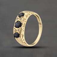 Pre-Owned 18ct Yellow Gold Sapphire & 0.04ct Diamond Seven Stone Ring 41482242