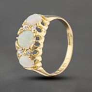 Pre-Owned Antique 18ct Yellow Gold Opal & 0.20ct Diamond Seven Stone Ring 41482243