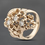 Pre-Owned 9ct Yellow Gold 0.33ct Brilliant Cut Diamond Openwork Dress Ring 41482255