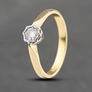 Pre-Owned Vintage Yellow Gold 0.18ct Brilliant Cut Diamond Solitaire Ring 41482271