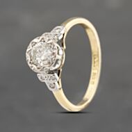 Pre-Owned Vintage Yellow Gold 0.25ct Diamond Shoulder Set Solitaire Ring 41482280