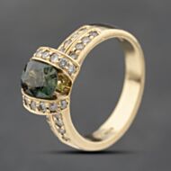 Pre-Owned 14ct Yellow Gold Green Sapphire & 0.45ct Diamond Dress Ring 41482287