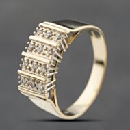 Pre-Owned 9ct Yellow Gold 0.15ct Brilliant Cut Diamond Three Row Ring 41482291