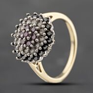 Pre-Owned 9ct Yellow Gold Brilliant Cut Diamond Round Multi-Coloured Cluster Ring 41482293