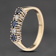 Pre-Owned 14ct Yellow Gold Sapphire & 0.10ct Diamond Half Eternity Ring 41482299