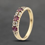 Pre-Owned 18ct Yellow Gold Ruby & 0.15ct Brilliant Cut Diamond Half Eternity Ring 41482301