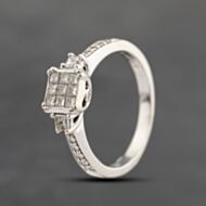 Pre-Owned 18ct White Gold 0.50ct Baguette & Brilliant Cut Diamond Cluster Ring 41482305