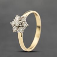 Pre-Owned 18ct Yellow Gold 0.50ct Brilliant Cut Diamond Flower Cluster Ring 41482306