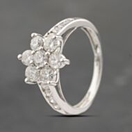 Pre-Owned 9ct White Gold 1.50ct Brilliant Cut Diamond Flower Cluster Ring 41482313