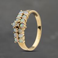 Pre-Owned Vintage Yellow Gold Opal & Diamond Two Row Ring 41482318