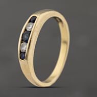 Pre-Owned 18ct Yellow Gold Sapphire & 0.10ct Brilliant Cut Diamond Channel Set Half Eternity Ring 41482334