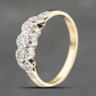 Pre-Owned Vintage Yellow Gold 0.08ct Diamond Three Stone Ring 41482344