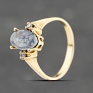 Pre-Owned Vintage Yellow Gold Opal Doublet & Diamond Oval Dress Ring 41482350