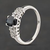 Pre-Owned 14ct White Gold Sapphire & 0.32ct Brilliant Cut Diamond Two Row Diamond Set Shoulders Dress Ring 41482352