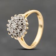 Pre-Owned 18ct Yellow Gold 0.50ct Brilliant Cut Diamond Round Cluster Ring 41482353