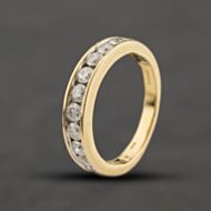 Pre-Owned 9ct Yellow Gold 1.00ct Brilliant Cut Diamond Channel Set Half Eternity Ring 41482360