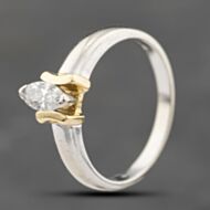 Pre-Owned 18ct Two Colour Gold 0.25ct Diamond Marquise Shaped Solitaire Ring 41482374