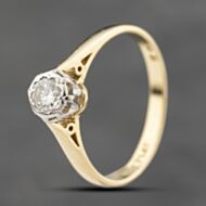Pre-Owned Vintage Yellow Gold 0.10ct Brilliant Cut Diamond Solitaire Ring 41482399