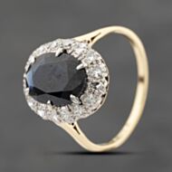 Pre-Owned Vintage Yellow Gold Sapphire & Brilliant Cut Diamond Cluster Ring 41482405