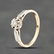 Pre-Owned Yellow Gold 0.15ct Brilliant Cut Diamond Platinum Shoulders Solitaire Ring 41482424